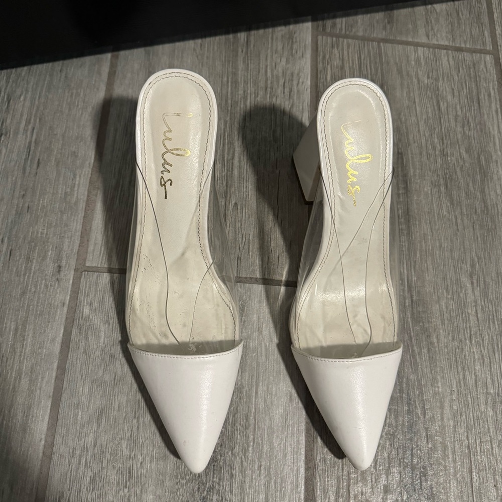 Lulus White Pointed Block Heel - Size 9